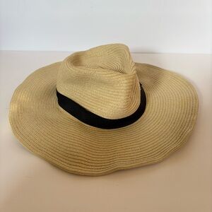 Sole Society Wide Brim Braid Paper Straw Panama Floppy Summer Hat Coastal Resort